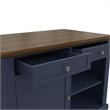 Pemberly Row Contemporary Kitchen Island with 2 Stools in Blue
