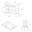 Pemberly Row Contemporary Kitchen Island with 2 Stools in Blue