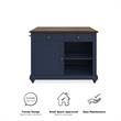 Pemberly Row Contemporary Kitchen Island with 2 Stools in Blue