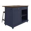 Pemberly Row Contemporary Kitchen Island with 2 Stools in Blue