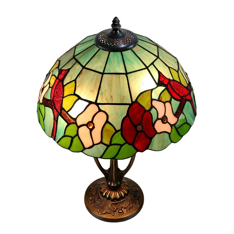 Pemberly Row 2-Light Resin & Art Glass Table Lamp in Antique Bronze/Green