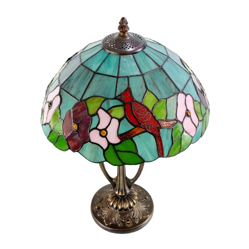 Pemberly Row 2-Light Resin & Art Glass Table Lamp in Antique Bronze/Green