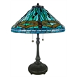 Pemberly Row 2-Light Metal & Art Glass Table Lamp in Antique Bronze/Azure Blue