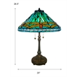 Pemberly Row 2-Light Metal & Art Glass Table Lamp in Antique Bronze/Azure Blue