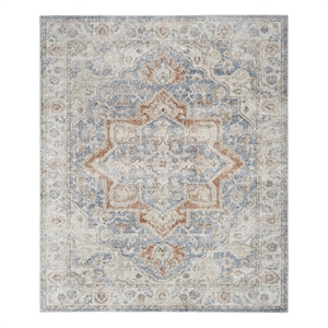 Pemberly Row Machine Washable 7'10&quot x 10' Denim Multi Vintage Indoor Rug