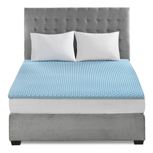 Pemberly Row 1.5&quot Gel Memory Foam Non-allergenic Mattress Topper - Blue