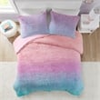 Pemberly Row Contemporary Shaggy Faux Fur Comforter Set in Purple