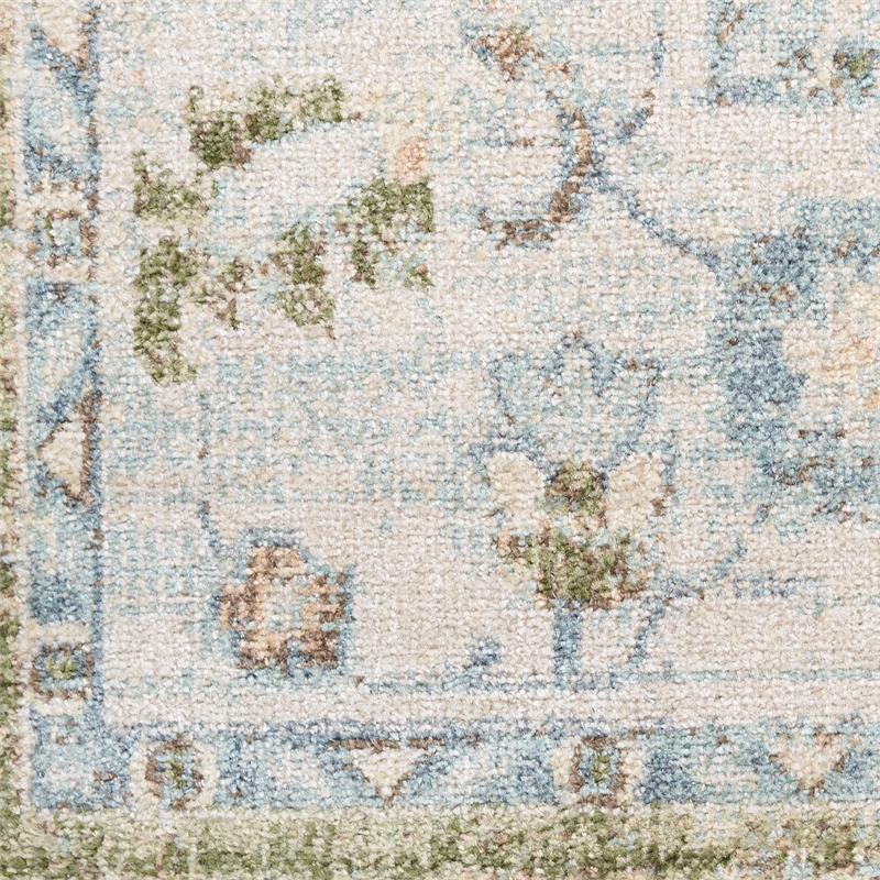 Pemberly Row Machine Washable 8' x 10' Fabric Blue Green Area Rug