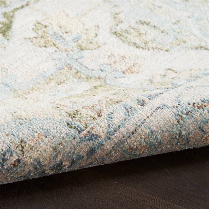 Pemberly Row Machine Washable 8' x 10' Fabric Blue Green Area Rug