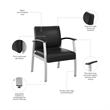 Pemberly Row Waiting Room Guest Chair with Arms in Black Vinyl