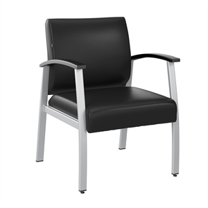 Pemberly Row Waiting Room Guest Chair with Arms in Black Vinyl