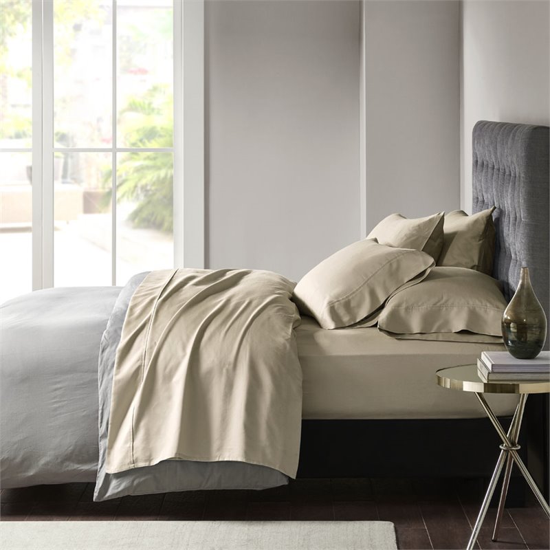 Pemberly Row 6-piece Cotton and Polyester Fabric Sheet Set in Brown