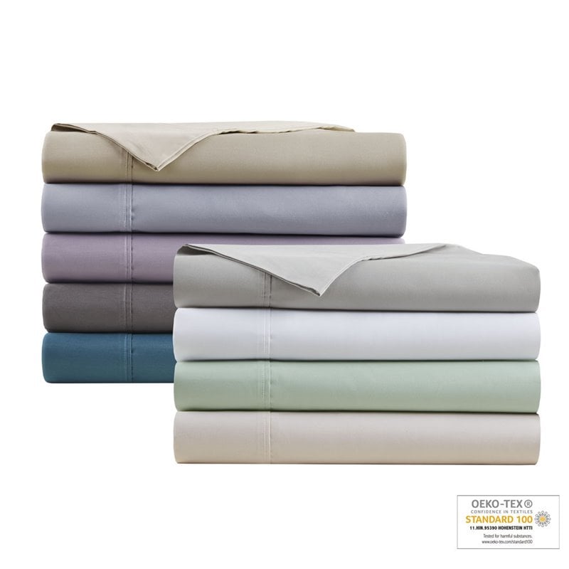 Pemberly Row Cotton and Polyester Sateen Cooling Sheet Sets in Ivory