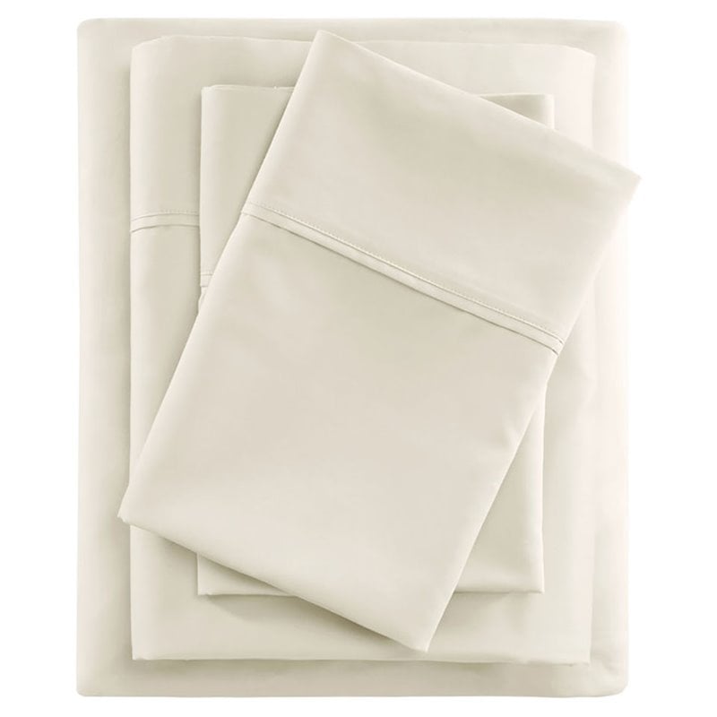 Pemberly Row Cotton and Polyester Sateen Cooling Sheet Sets in Ivory