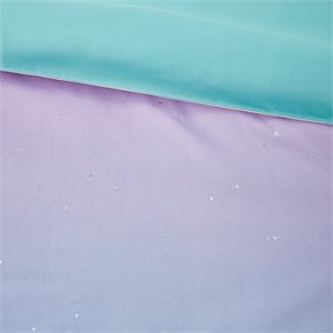 Pemberly Row Metallic Glitter Printed Reversible Duvet Cover Set in Aqua