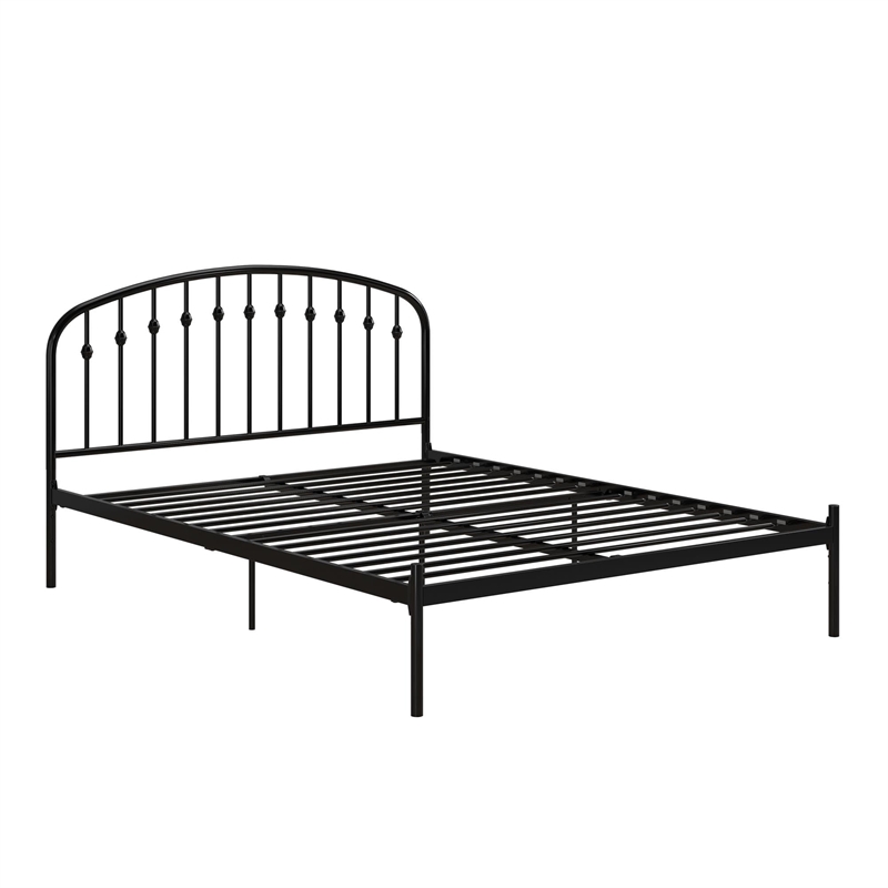 Pemberly Row Contemporary Queen Metal Platform Bed Frame in Black