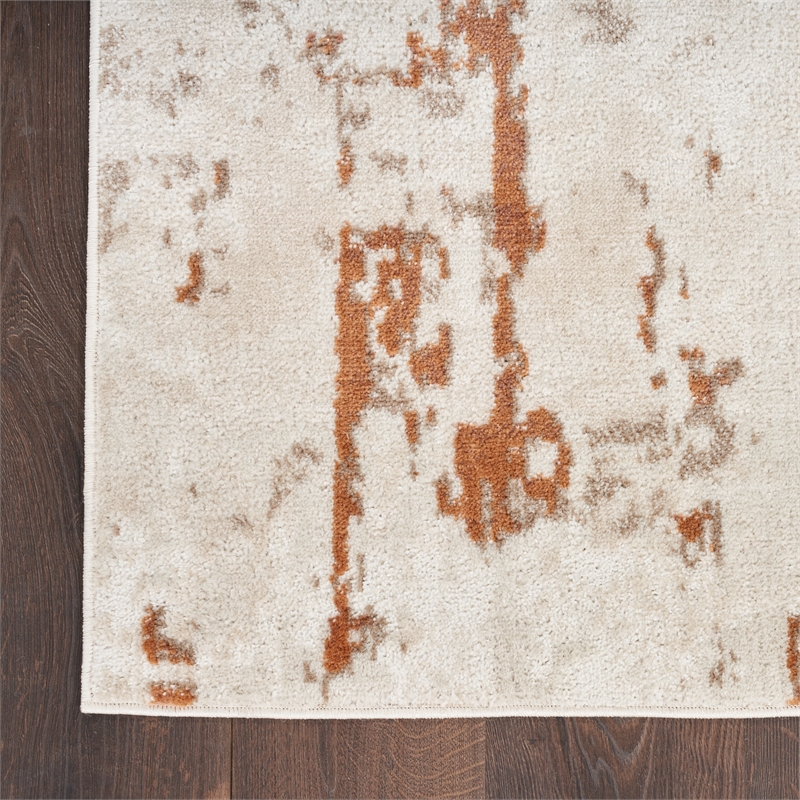 Pemberly Row 8' x 10' Ivory Rust Fabric Modern Area Rug (8' x 10')
