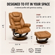 Pemberly Row Leather Manual Reclining Swivel Chair and Ottoman in Brown