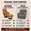 Pemberly Row Leather Manual Reclining Swivel Chair and Ottoman in Brown
