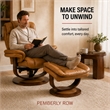 Pemberly Row Leather Manual Reclining Swivel Chair and Ottoman in Brown