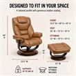 Pemberly Row Leather Manual Reclining Swivel Chair and Ottoman in Brown
