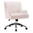 Pemberly Row Modern Fabric Desk Chair with Casters in Fossil Ivory