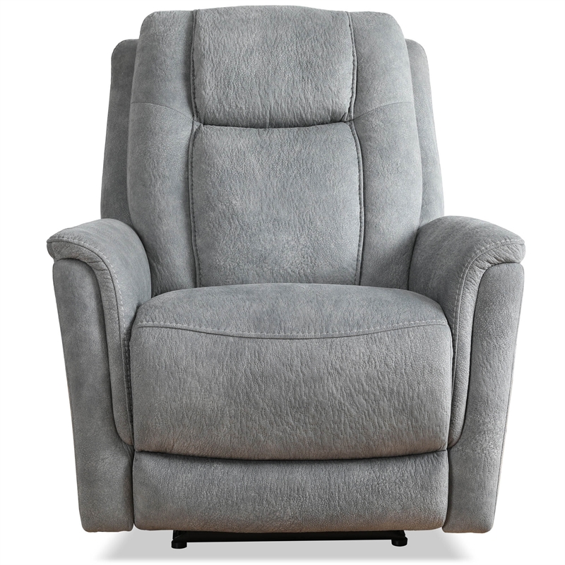 Pemberly Row Fabric Power Zero Gravity Recliner in Hudson Gray