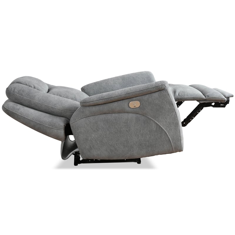 Pemberly Row Fabric Power Zero Gravity Recliner in Hudson Gray