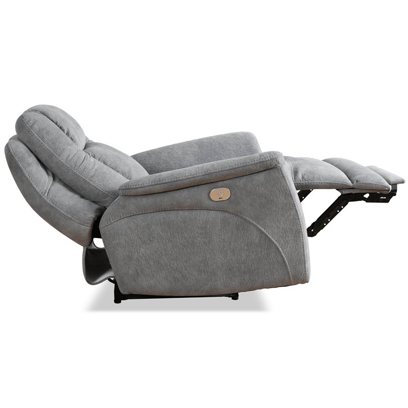 Pemberly Row Fabric Power Zero Gravity Recliner in Hudson Gray