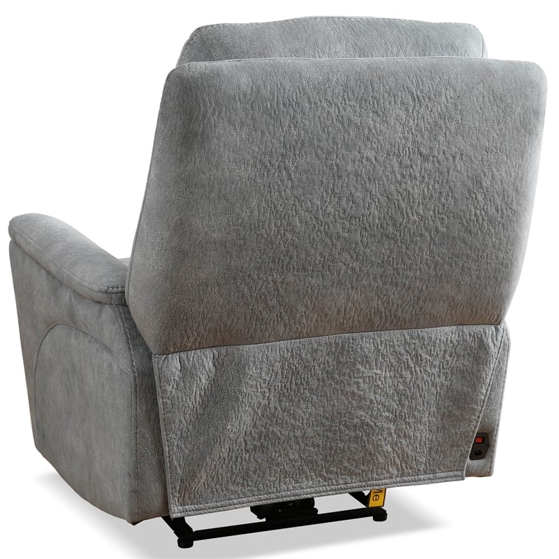 Pemberly Row Fabric Power Zero Gravity Recliner in Hudson Gray