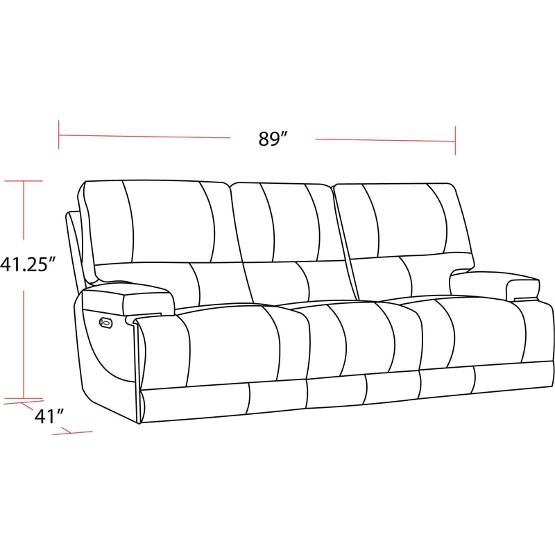 Pemberly Row Leather Power Reclining Cordless Sofa in Verona Azure Blue