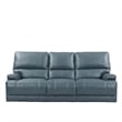 Pemberly Row Leather Power Reclining Cordless Sofa in Verona Azure Blue