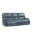 Pemberly Row Leather Power Reclining Cordless Sofa in Verona Azure Blue