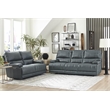 Pemberly Row Leather Power Reclining Cordless Sofa in Verona Azure Blue
