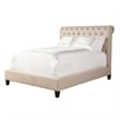 Pemberly Row Traditional Chesterfield Fabric King Bed in Downy Tan