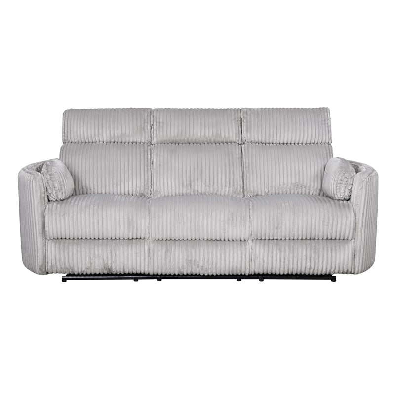Pemberly Row Contemporary Fabric Power Glider Reclining Sofa in Gray