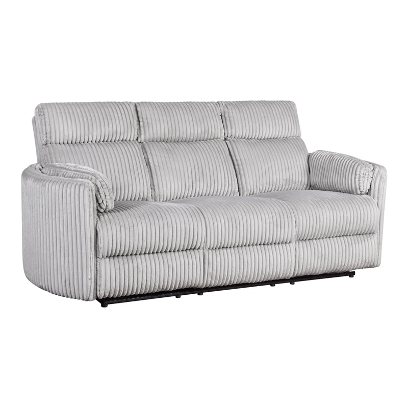 Pemberly Row Contemporary Fabric Power Glider Reclining Sofa in Gray