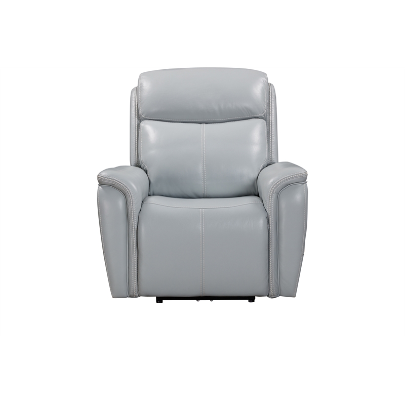 Pemberly Row Contemporary Leather Seamist Gray Power Recliner
