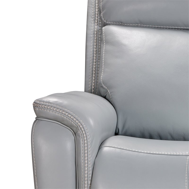 Pemberly Row Contemporary Leather Seamist Gray Power Recliner