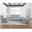 Pemberly Row Contemporary Leather Seamist Gray Power Recliner