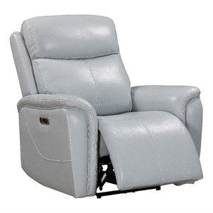 Pemberly Row Contemporary Leather Seamist Gray Power Recliner