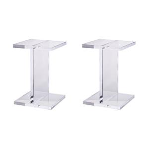 Pemberly Row Contemporary Set of 2 Clear Plastic Acrylic Side Table