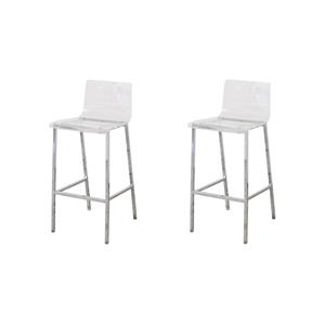 Pemberly Row Set of 2 Acrylic Low Back Counter Stool In Chrome