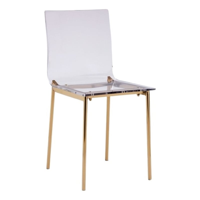 Pemberly Row Contemporary Clear Acrylic Dining Chair with Gold Legs (Set of 4)