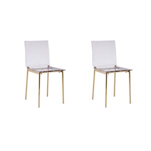 Pemberly Row Contemporary Clear Acrylic Dining Chair with Gold Legs (Set of 4)