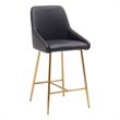 Pemberly Row Contemporary Gold Counter Stool in Black Faux Leather (Set of 4)