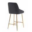 Pemberly Row Contemporary Gold Counter Stool in Black Faux Leather (Set of 4)