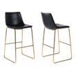 Pemberly Row Contemporary Faux Leather Bar Stools in Black (Set of 4)