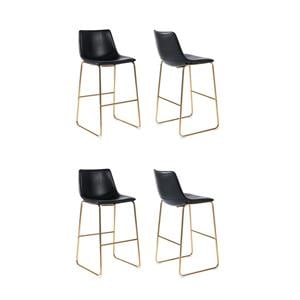 Pemberly Row Contemporary Faux Leather Bar Stools in Black (Set of 4)