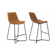 Pemberly Row Contemporary Bar Stool in Tan Faux Leather (Set of 4)